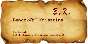 Benczkó Krisztina névjegykártya